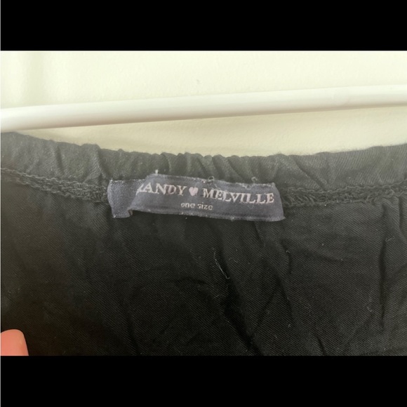 Brandy Melville Black Smocked Waist High Neck Spaghetti Strap Romper One Size - Picture 2 of 2